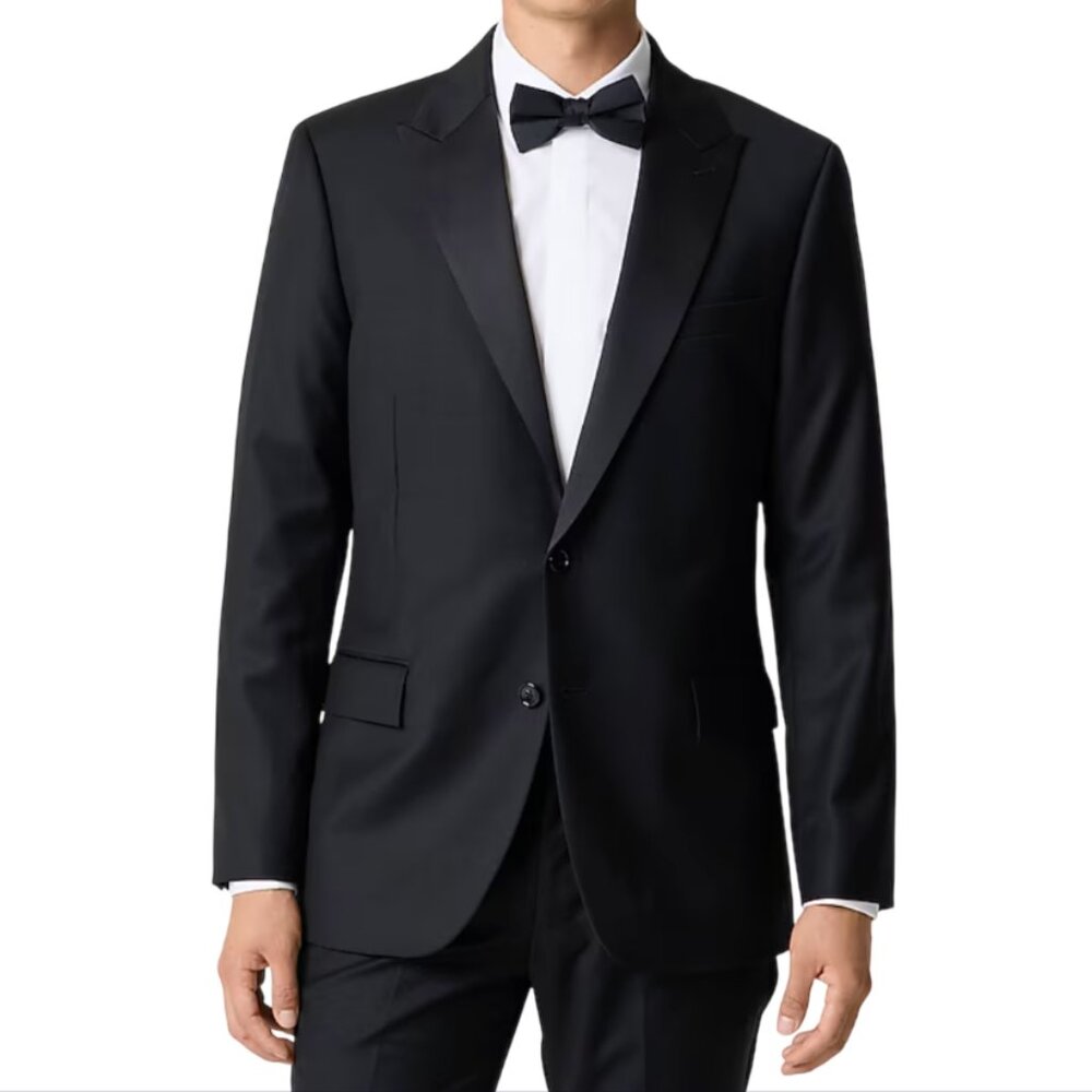 NWT JCREW Thompson Tuxedo Peal Lapel Jacket Mens 38 S Black Wool Slim Fit AZ235
